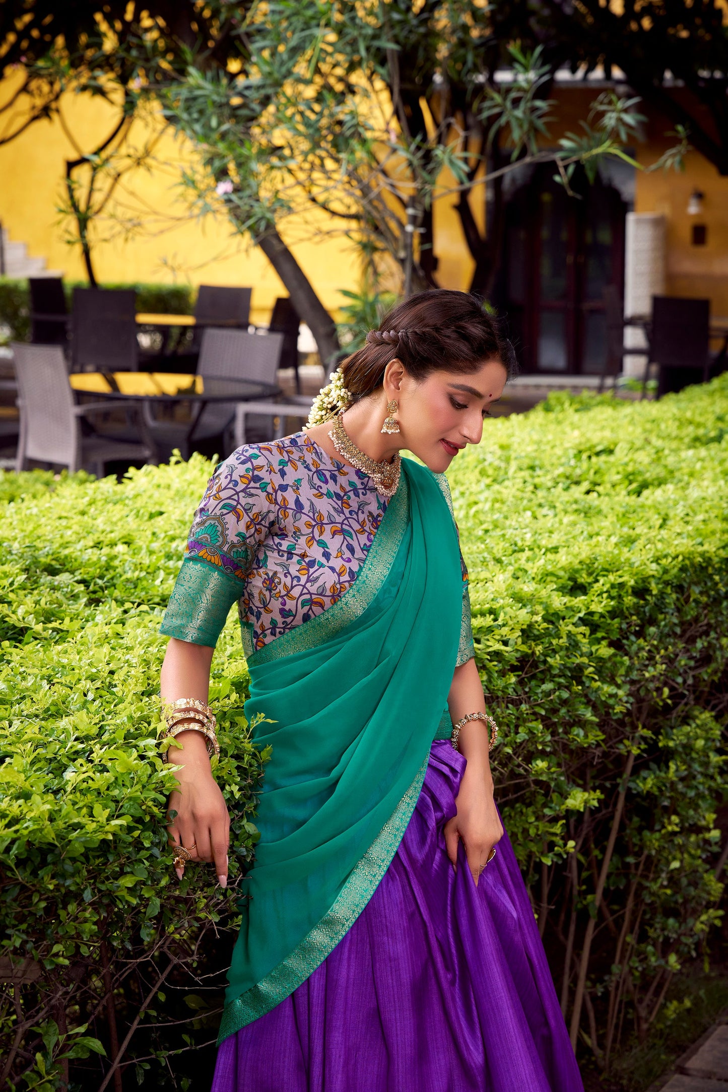 AASTHA SILK PRINTED ZARI WEAVING LEHENGA CHOLI WITH DUPATTA (WDN103)03