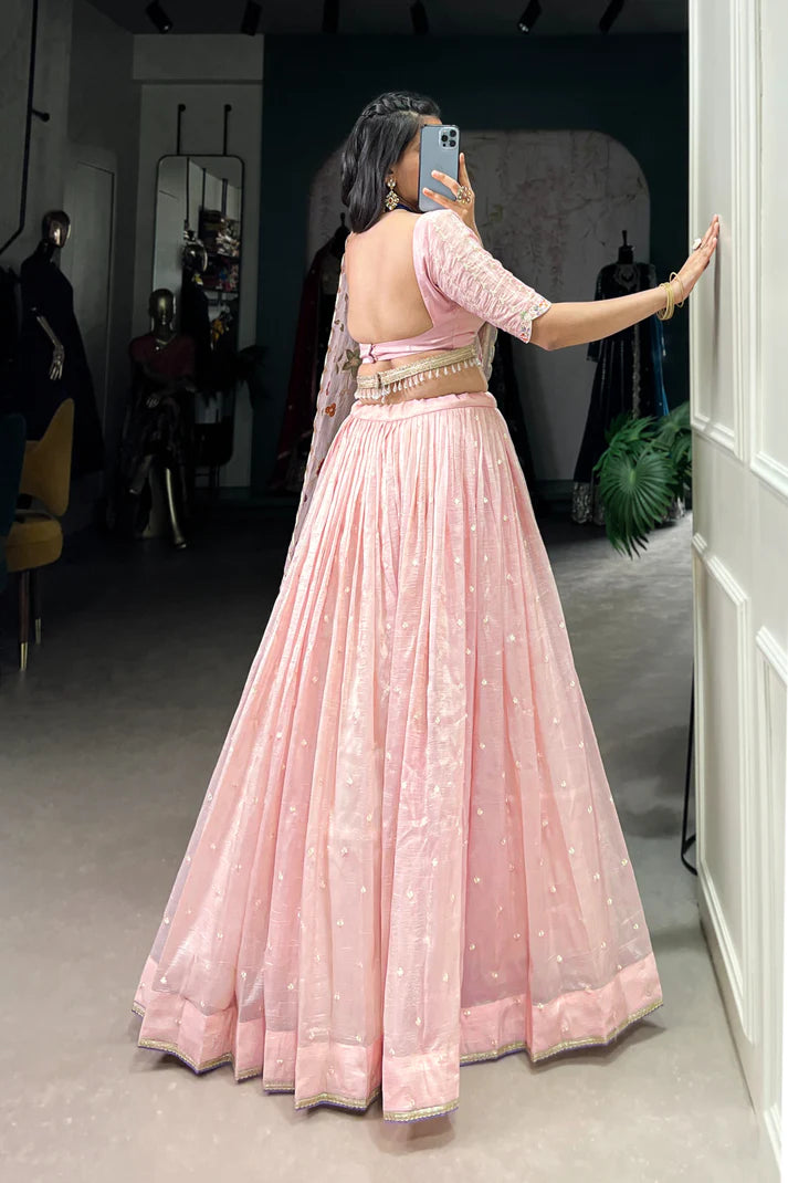 GOLD CRUSH THREAD EMBROIDERED LEHENGA CHOLI(WD106)