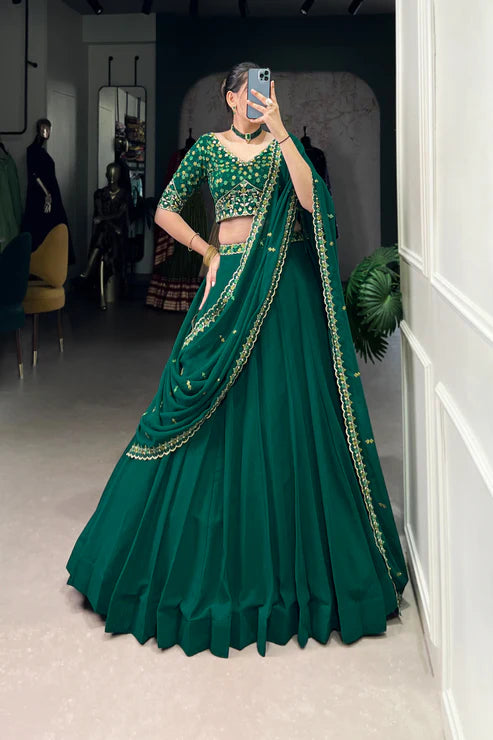 GEORGETTE EMBROIDERED LEHENGA CHOLI WITH DUPATTA(WD68)