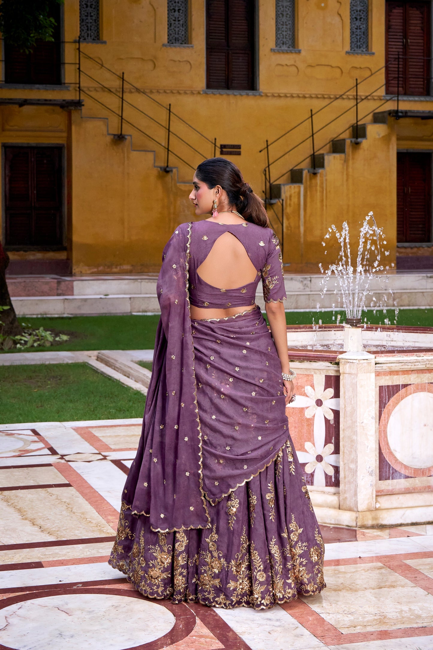 TILTON WEDDING SPECIAL CHOCOLATE CRUSH SEQUINS EMBROIDERY LEHENGA CHOLI