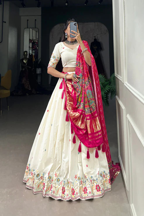 WEDDING SPECIAL KHADI COTTON LEHENGA CHOLI WITH GAJI SILK DUPATTA(WD146)