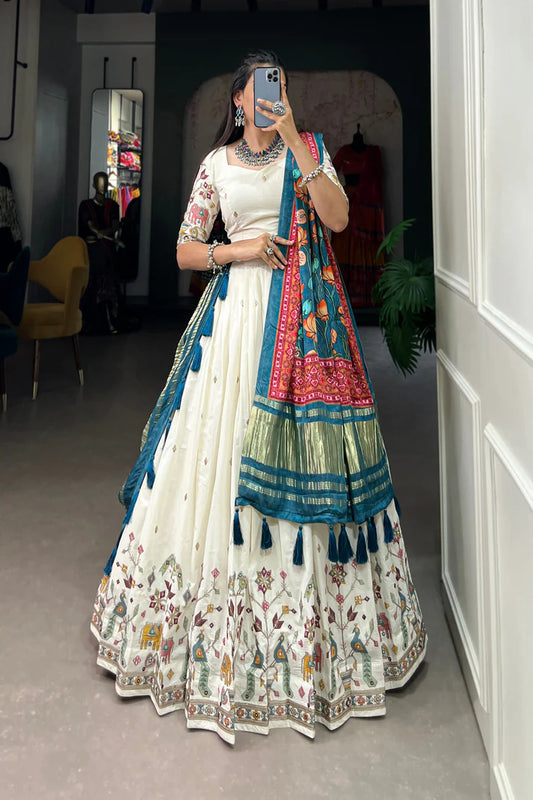 WEDDING SPECIAL KHADI COTTON LEHENGA CHOLI WITH GAJI SILK DUPATTA(WD146) (01)
