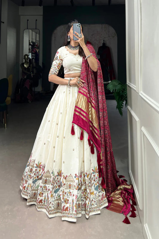 WEDDING SPECIAL KHADI COTTON LEHENGA CHOLI WITH GAJI SILK DUPATTA(WD146) (02)