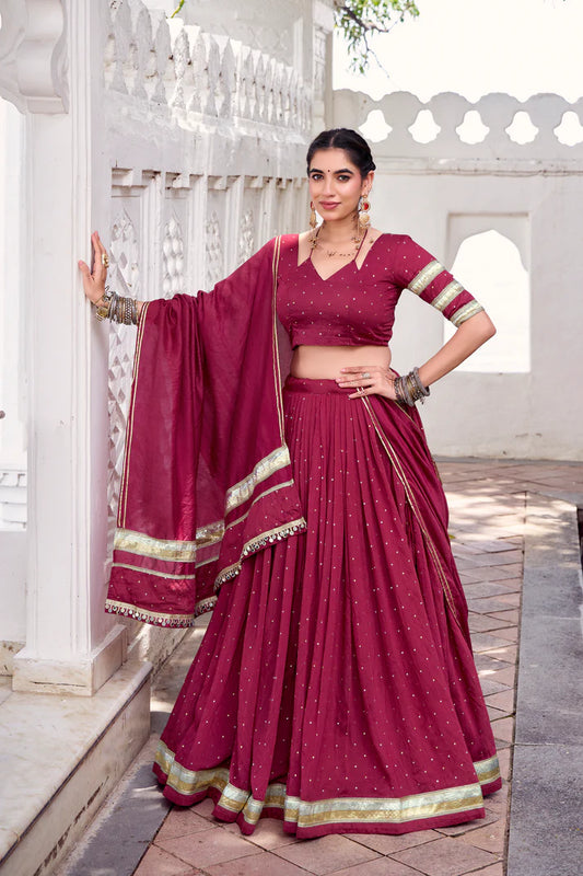 NAVRATRI SPECIAL PURE CHANDERI ZARI WEAVING LEHENGA CHOLI WITH DUPATTA(WD191) (02)