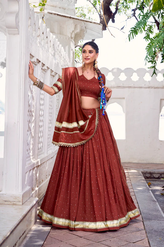 NAVRATRI SPECIAL PURE CHANDERI ZARI WEAVING LEHENGA CHOLI WITH DUPATTA(WD191) (03)