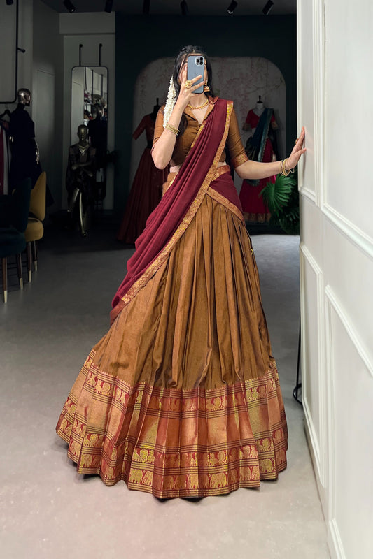 NARAYAN PET ZARI WEAVING LEHENGA CHOLI WITH VICHITRA SILK DUPATTA (WDN130)