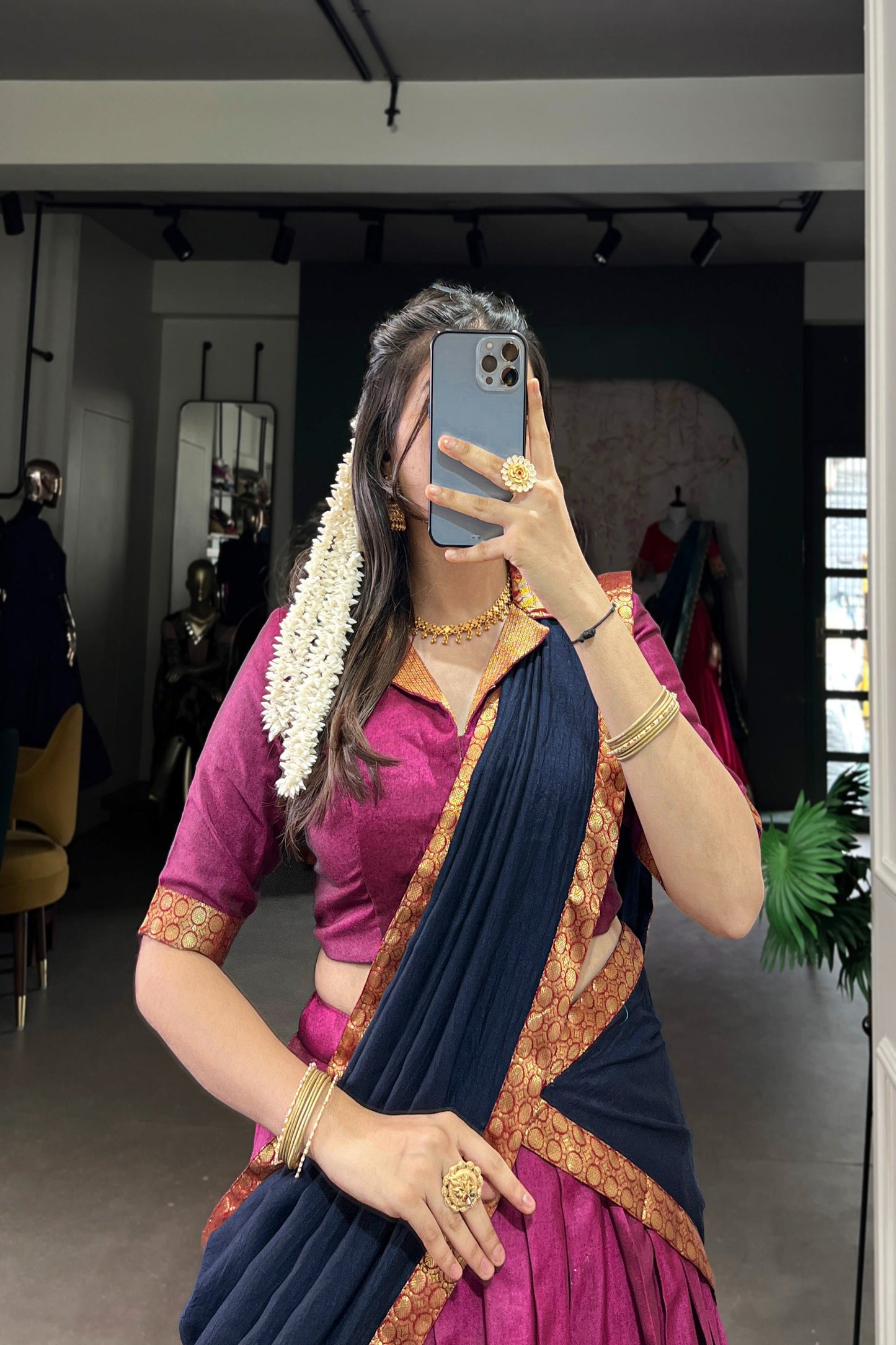 NARAYAN PET ZARI WEAVING LEHENGA CHOLI WITH VICHITRA SILK DUPATTA (WDN130) 01