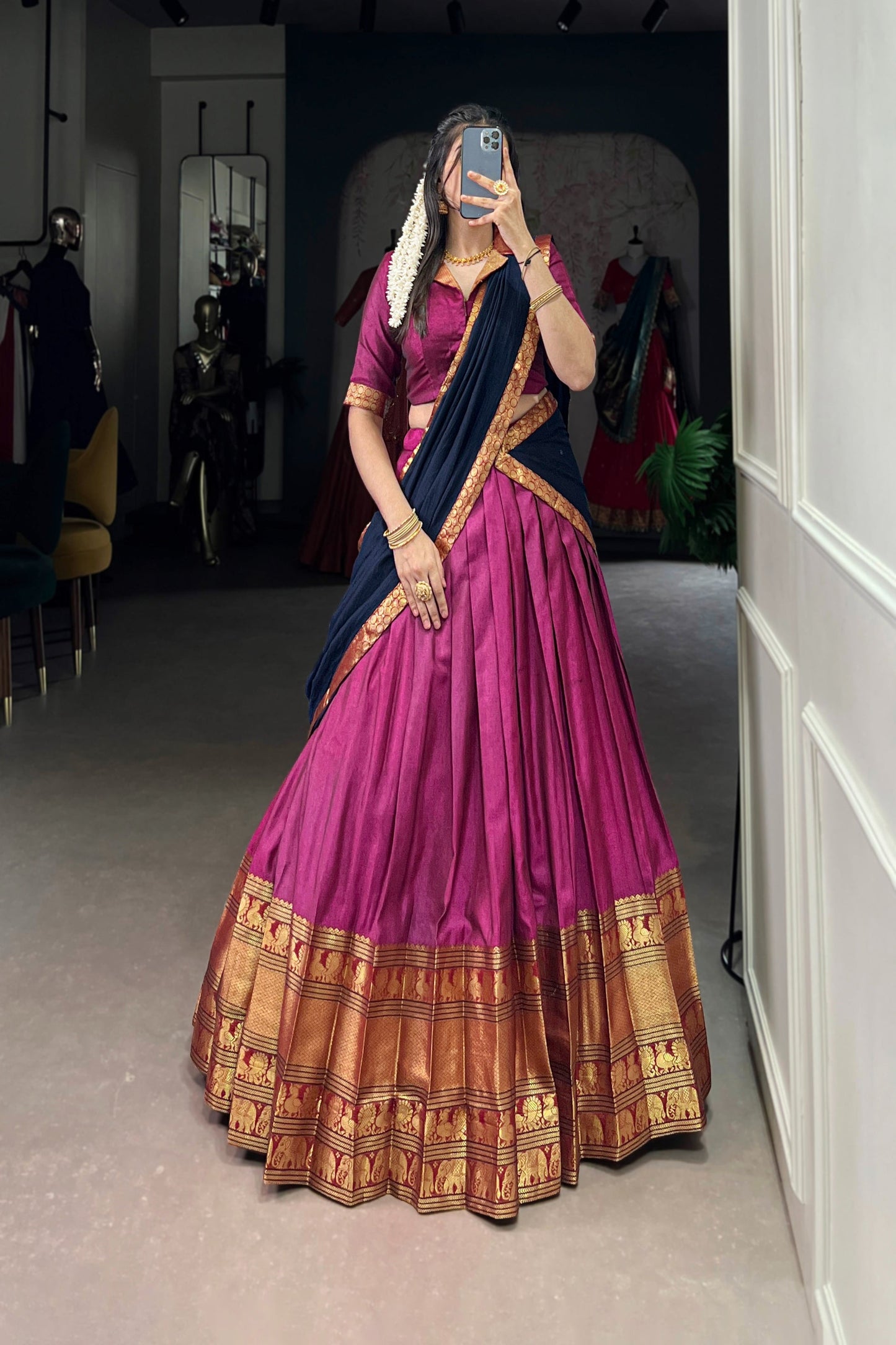 NARAYAN PET ZARI WEAVING LEHENGA CHOLI WITH VICHITRA SILK DUPATTA (WDN130) 01