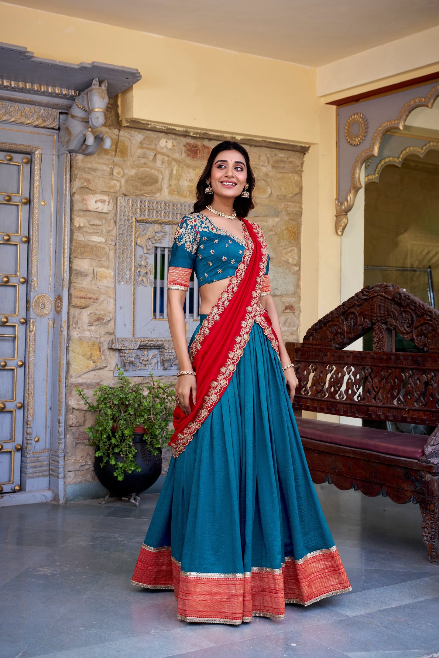 TILTON VICHITRA SILK ZARI WEAVINGWORK LEHENGA CHOLI WITH DUPATTA