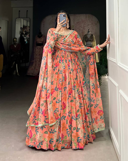 Kurta with hand with Embroidery work detailing on women's printed cotton kurta pant or dupatta set(NFRD463)