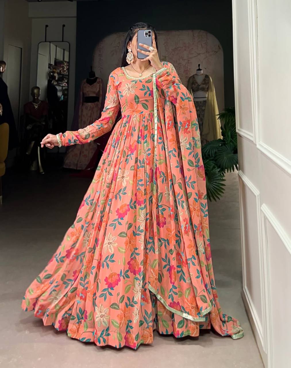 Kurta with hand with Embroidery work detailing on women's printed cotton kurta pant or dupatta set(NFRD463)
