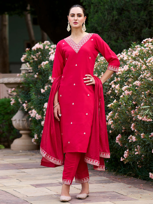 Kurta with hand with Embroidery work detailing on women's printed cotton kurta pant or dupatta set(NFRD468)