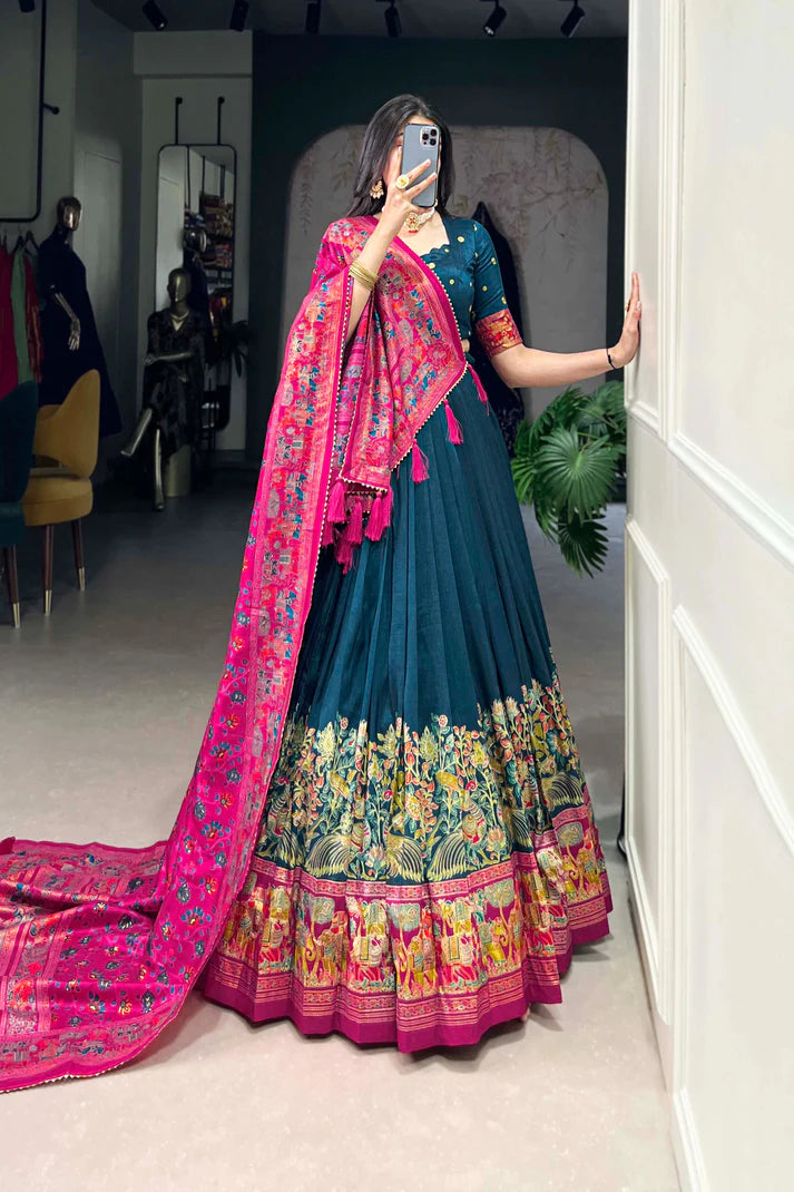 FESTIVAL SPECIAL TUSSAR SILK LEHENGA CHOLI WITH DUPATTA(WD88) (01)