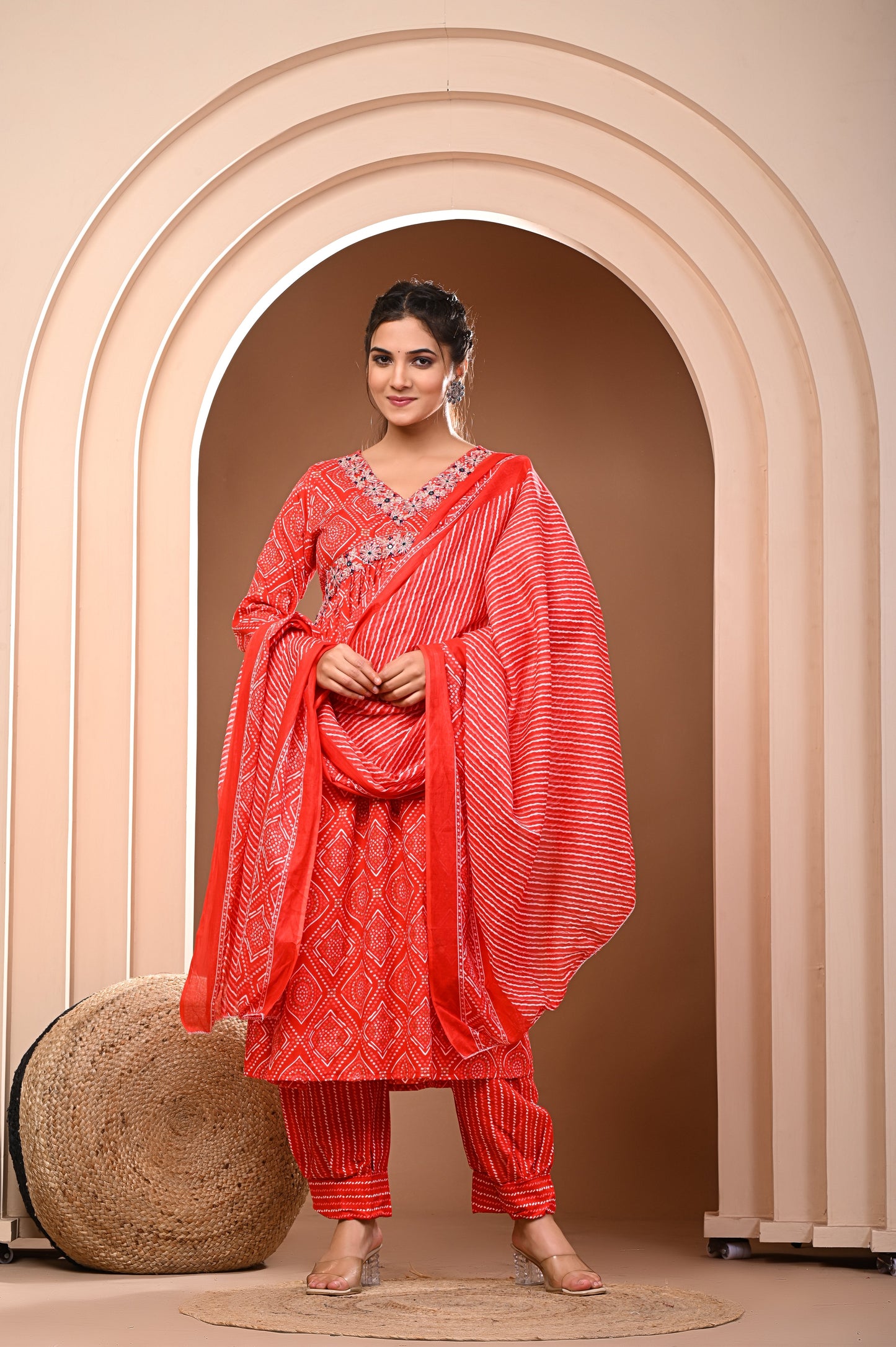 *Featuring our beautiful new Red Nayra Suit Set in soft fabric which is embellished with delicate work and prints,