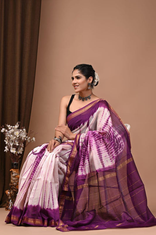 Flora Printed Maheshwari Silk Saree (SWSRMAH10)