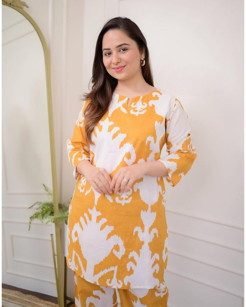 Featuring Beautiful cotton co-ords sets, which are so elegant yet stylish.it has beautiful comfortable silhouette with an amazing print.