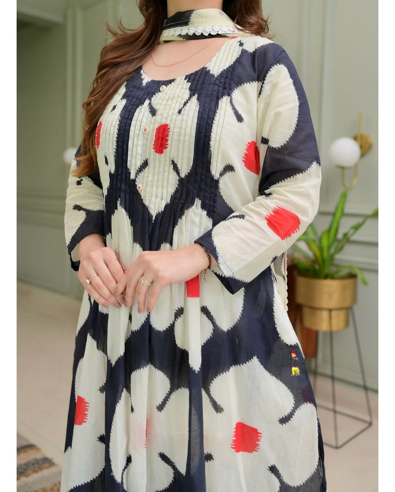 🌹🌹Pure fine Cotton fabric  Kurti with Pant with cotton 100-100 Dupatta🌹🌹it comes with lining 🌹