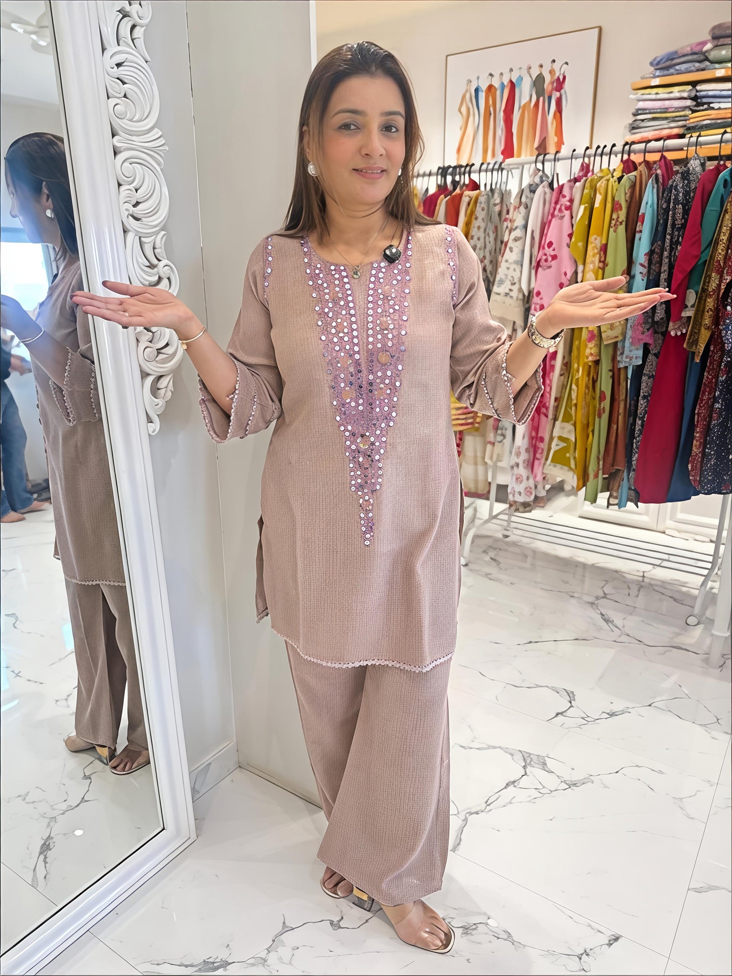 Premium cotton flex top with beautifuly embroidery work (RD030)