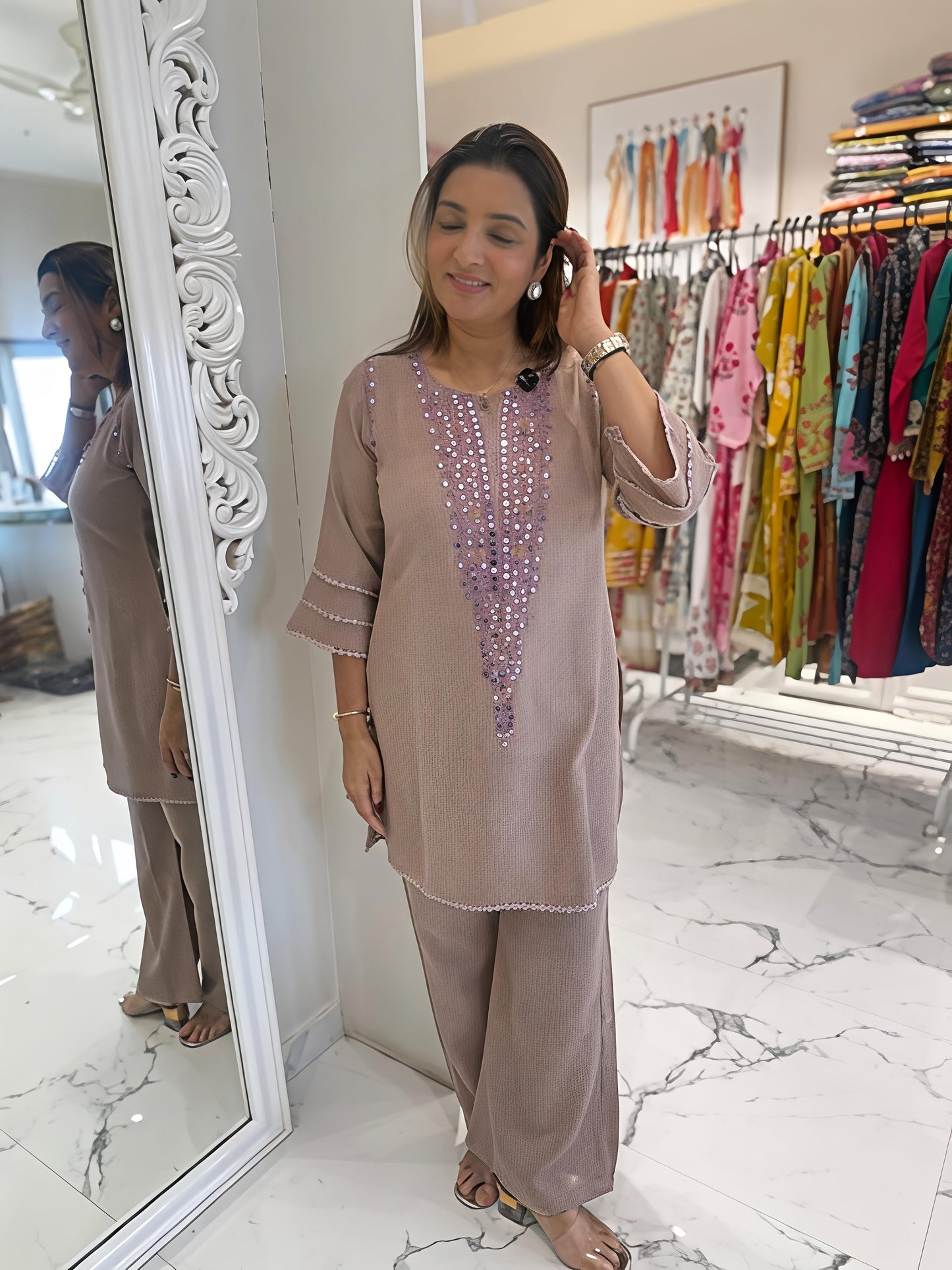 Premium cotton flex top with beautifuly embroidery work (RD030)