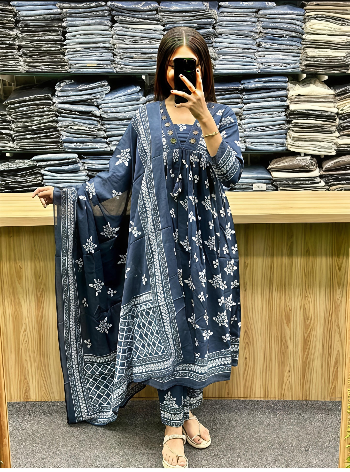 Elegant Floral Printed Kurta with Dupatta for Women (SWSK45)