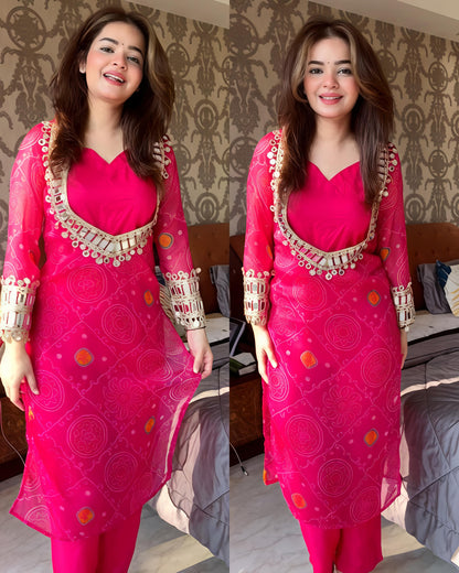 Velvet Charm Embroidered Kurta Set (Purple & Pink) 💜❤️(RD39)