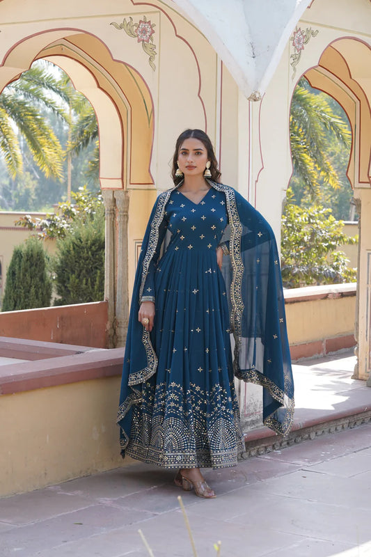 BEAUTIFUL STYLISH DESIGNER GOWN WITH DUPATTA SET(WD167) (01)