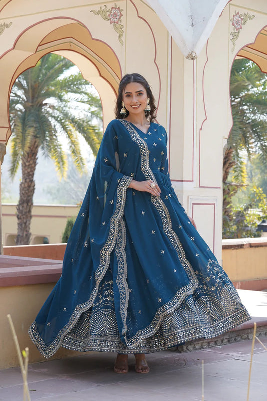 BEAUTIFUL STYLISH DESIGNER GOWN WITH DUPATTA SET (WD33) (01)