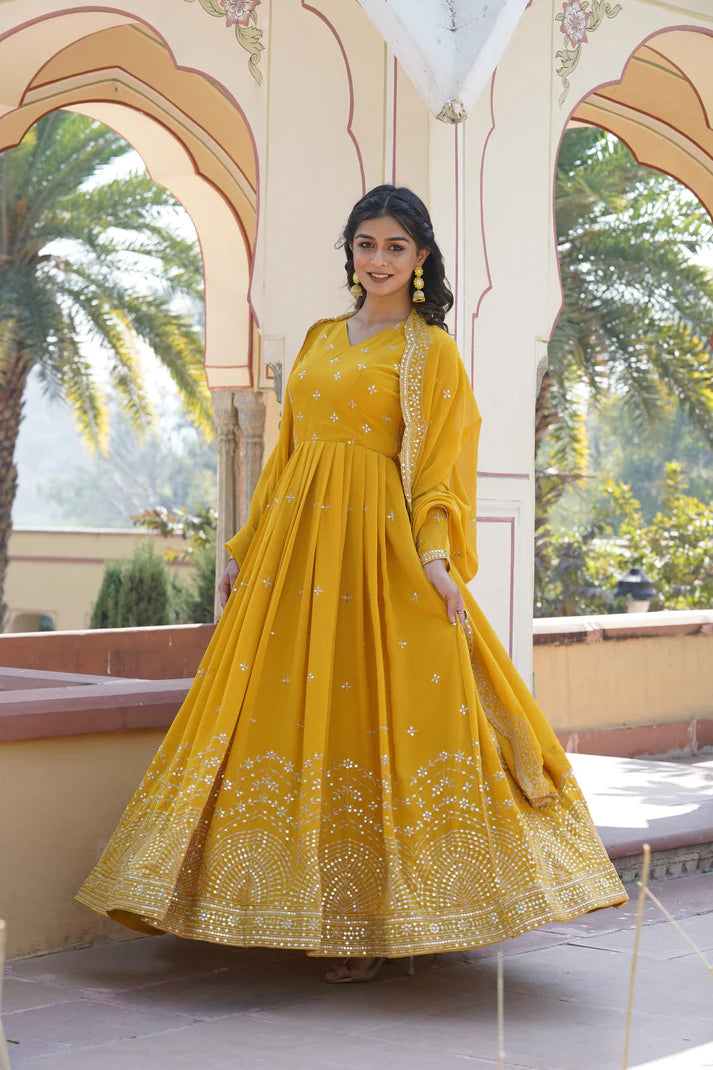 WOMENSAVTAR BEAUTIFUL STYLISH DESIGNER GOWN WITH DUPATTA SET