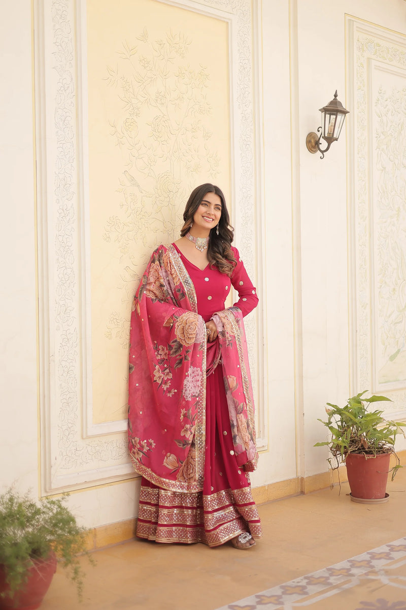 WOMENSAVTAR PREMIUM DESIGNER GOWN WITH DUPATTA