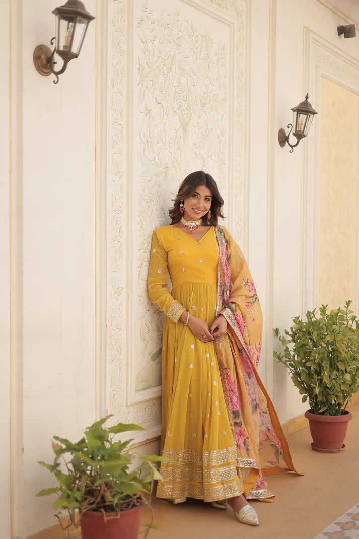 WOMENSAVTAR PREMIUM DESIGNER GOWN WITH DUPATTA