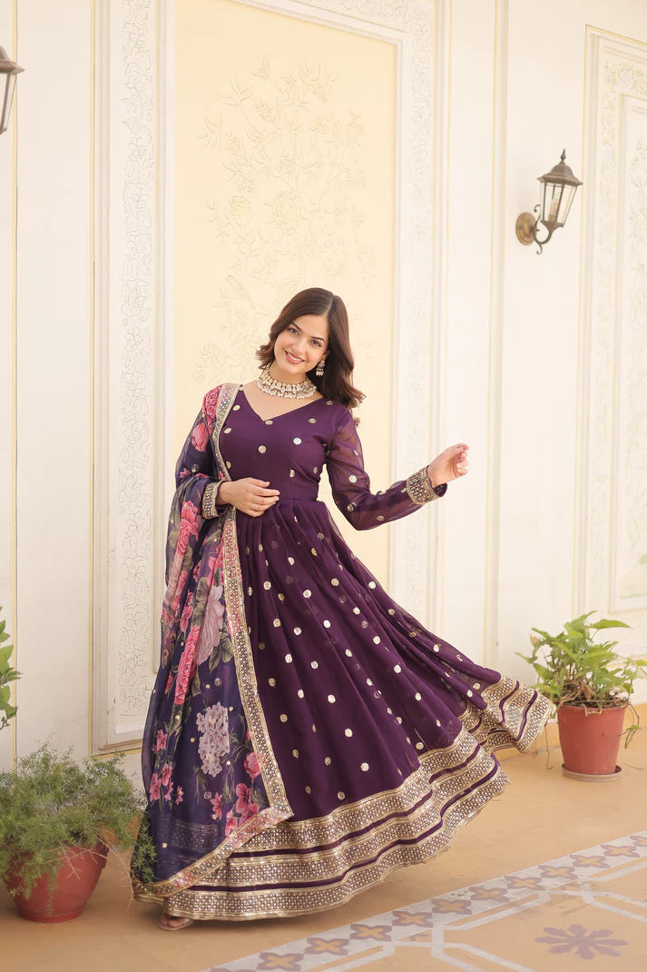 WOMENSAVTAR PREMIUM DESIGNER GOWN WITH DUPATTA