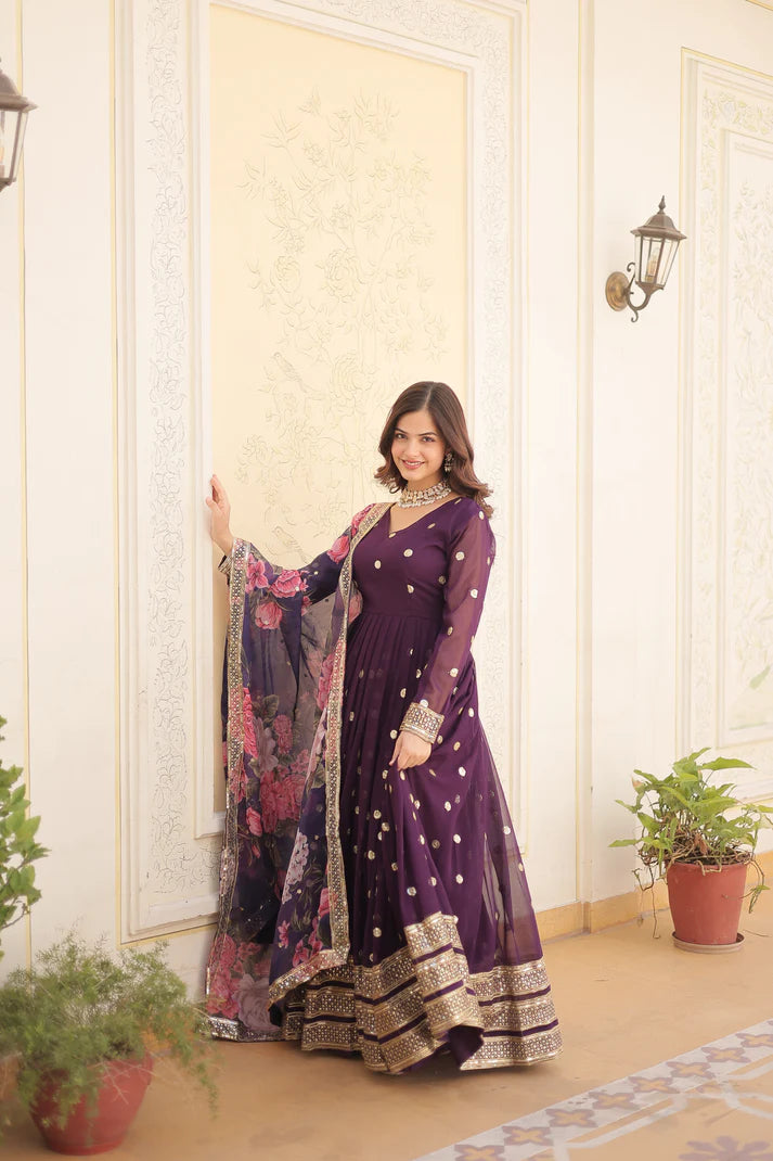 WOMENSAVTAR PREMIUM DESIGNER GOWN WITH DUPATTA