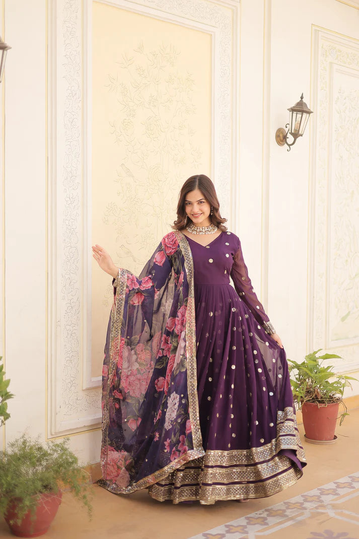 WOMENSAVTAR PREMIUM DESIGNER GOWN WITH DUPATTA