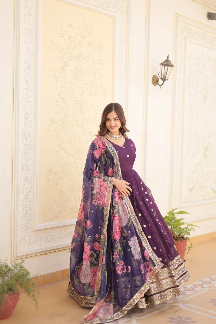 WOMENSAVTAR PREMIUM DESIGNER GOWN WITH DUPATTA