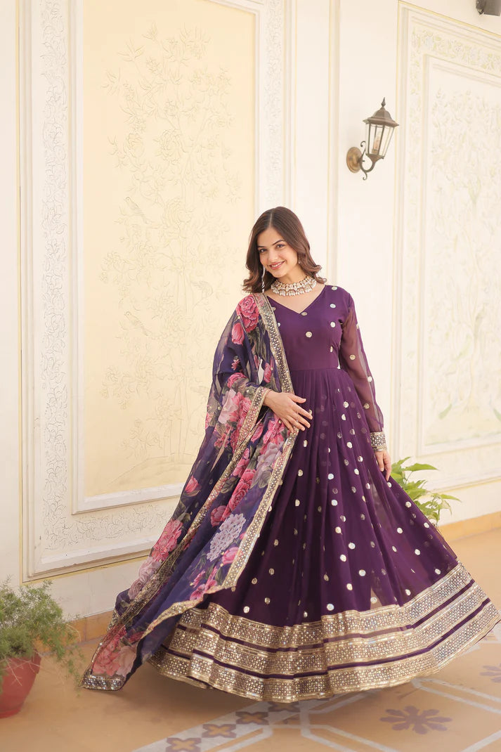 WOMENSAVTAR PREMIUM DESIGNER GOWN WITH DUPATTA