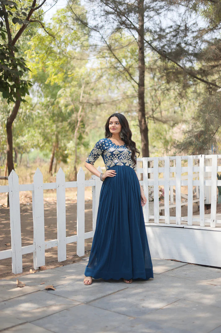 WOMENSAVTAR ZARI - THREAD & SEQUINS EMBROIDERID GOWN