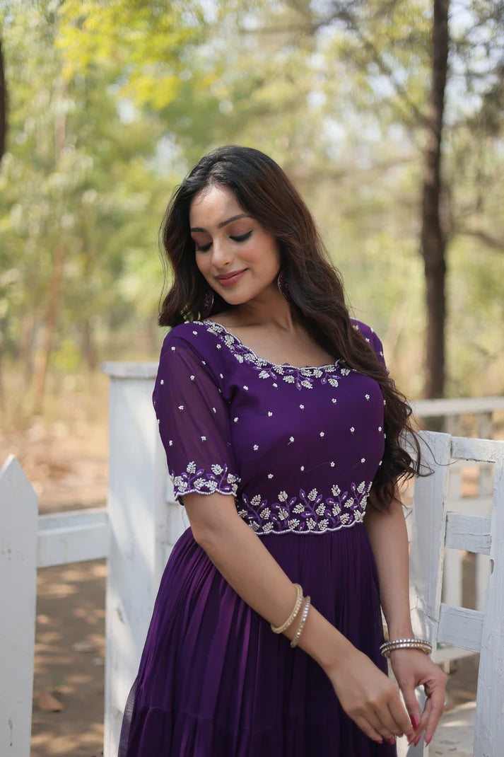 FESTIVAL SPECIAL BEADS EMBROIDERY WORK GOWN(WD47) (01)