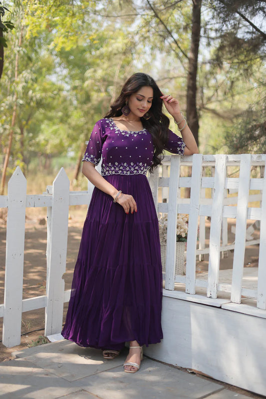 FESTIVAL SPECIAL BEADS EMBROIDERY WORK GOWN(WD47) (01)