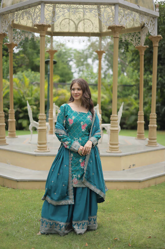 FESTIVAL SPECIAL CHINON THREAD EMBROIDERED SHARARA(WD139) (01)