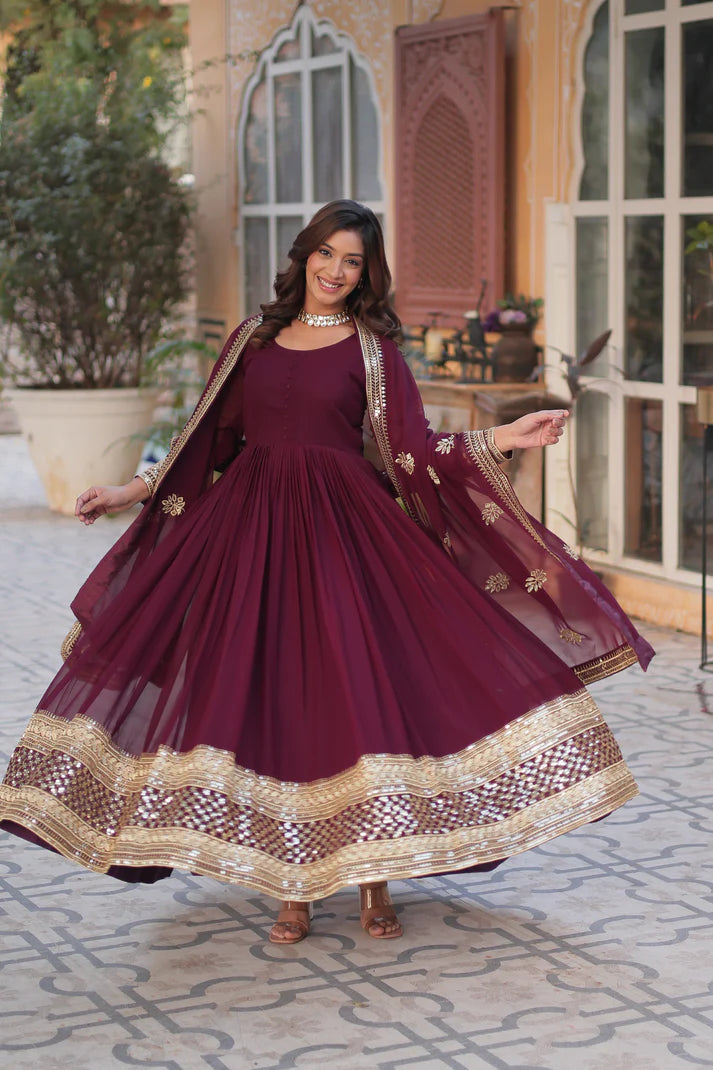 WEDDING SPECIAL FAUX BLOOMING EMBRIDERED GOWN WITH DUPATTA(WD52) (01)