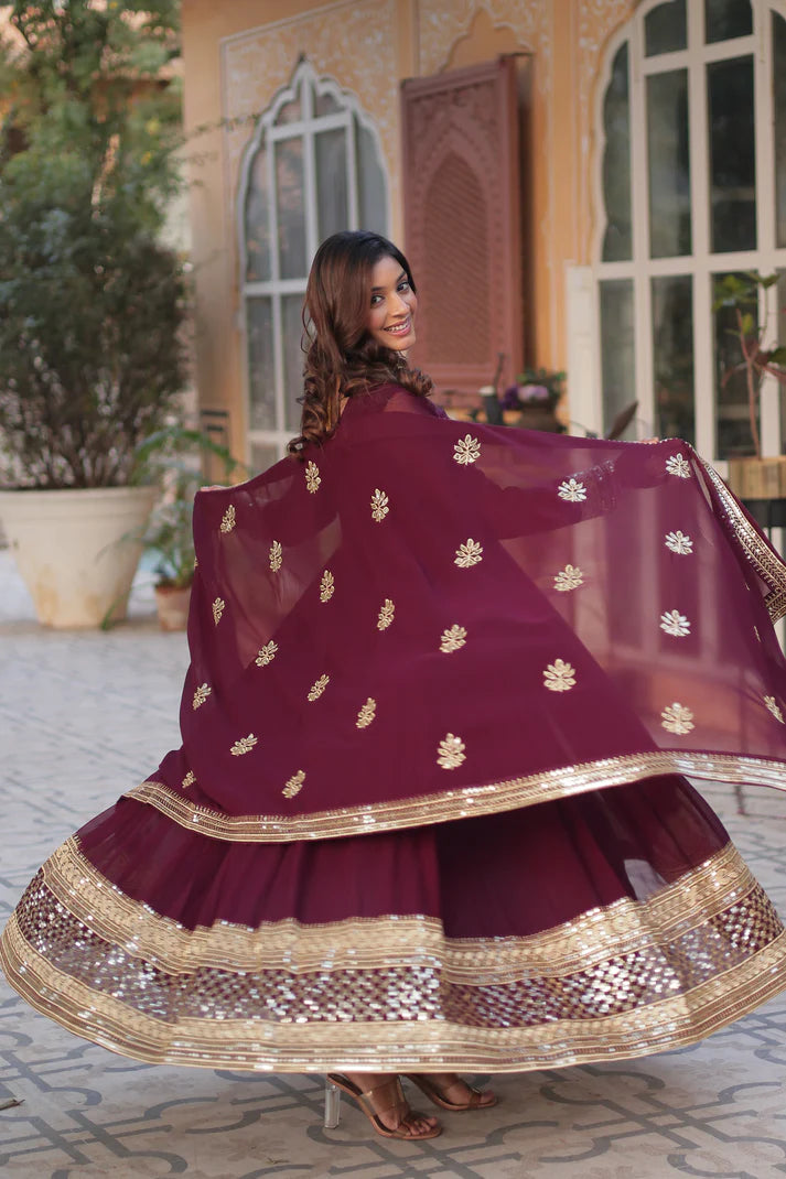 WEDDING SPECIAL FAUX BLOOMING EMBRIDERED GOWN WITH DUPATTA(WD52) (01)