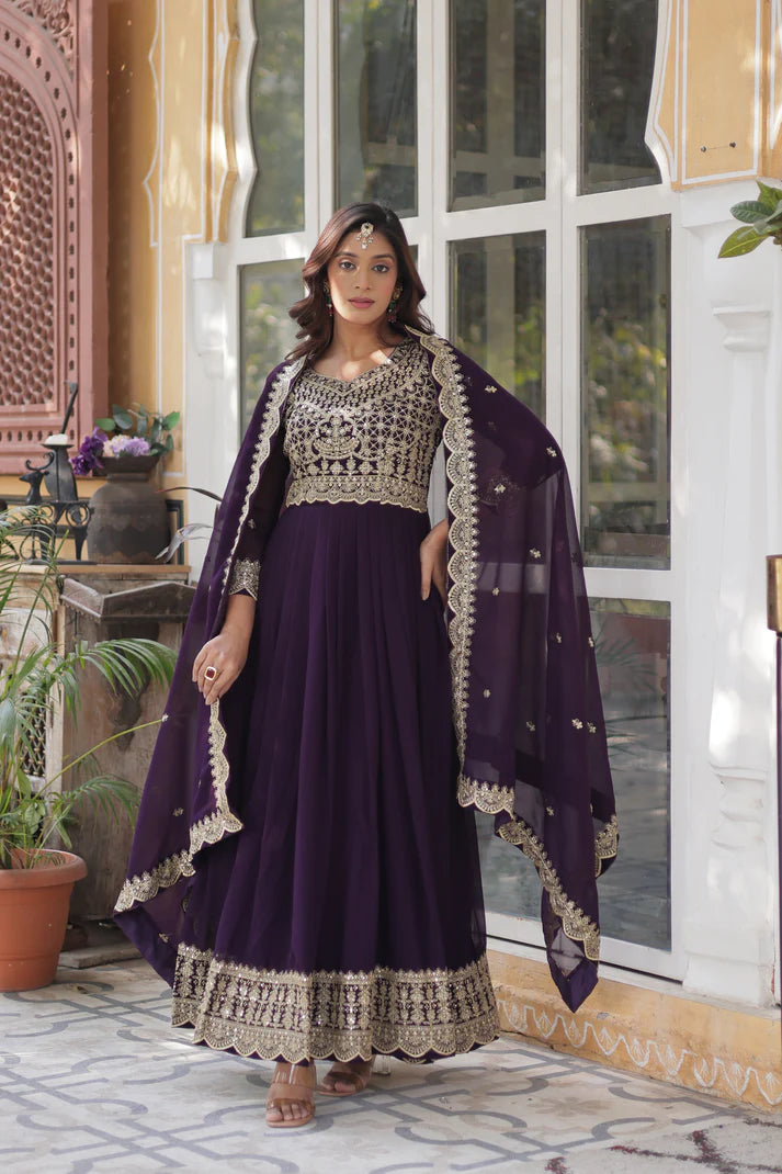 WEDDING SPECIAL BLOOMING EMBROIDERED GOWN WITH DUPATTA(WD53)