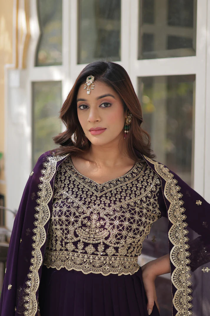 WEDDING SPECIAL BLOOMING EMBROIDERED GOWN WITH DUPATTA(WD53)
