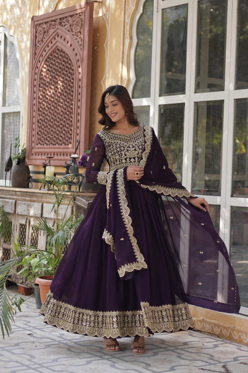 WEDDING SPECIAL BLOOMING EMBROIDERED GOWN WITH DUPATTA(WD53)