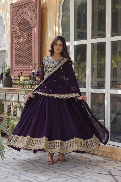 WEDDING SPECIAL BLOOMING EMBROIDERED GOWN WITH DUPATTA(WD53)
