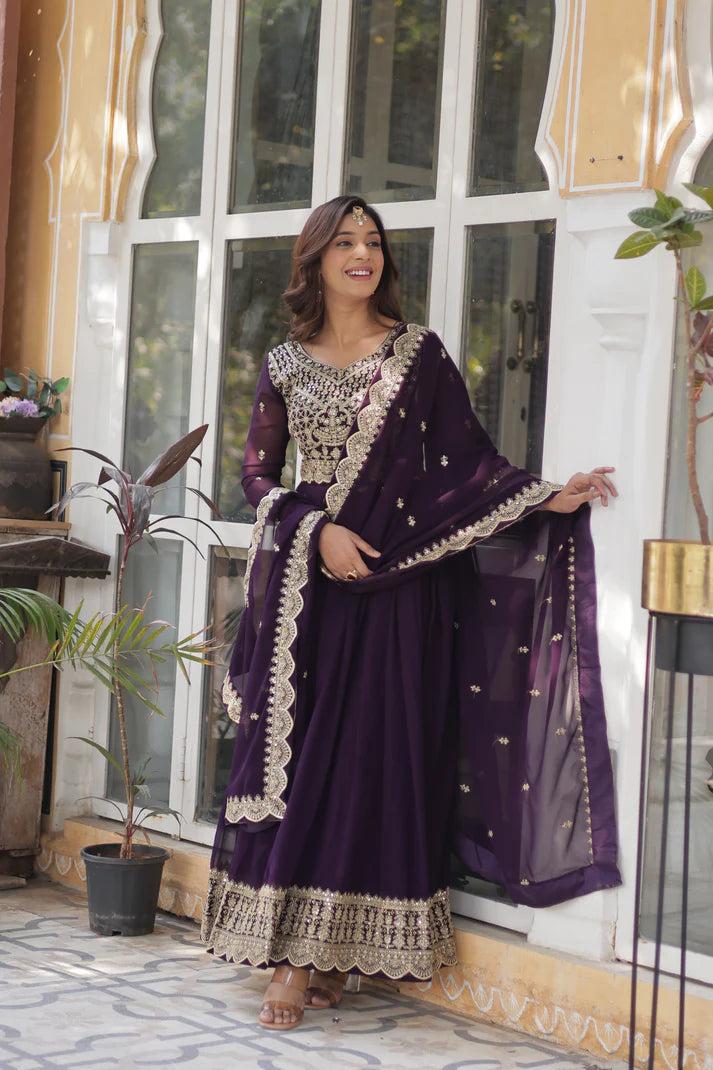 WEDDING SPECIAL BLOOMING EMBROIDERED GOWN WITH DUPATTA(WD53)