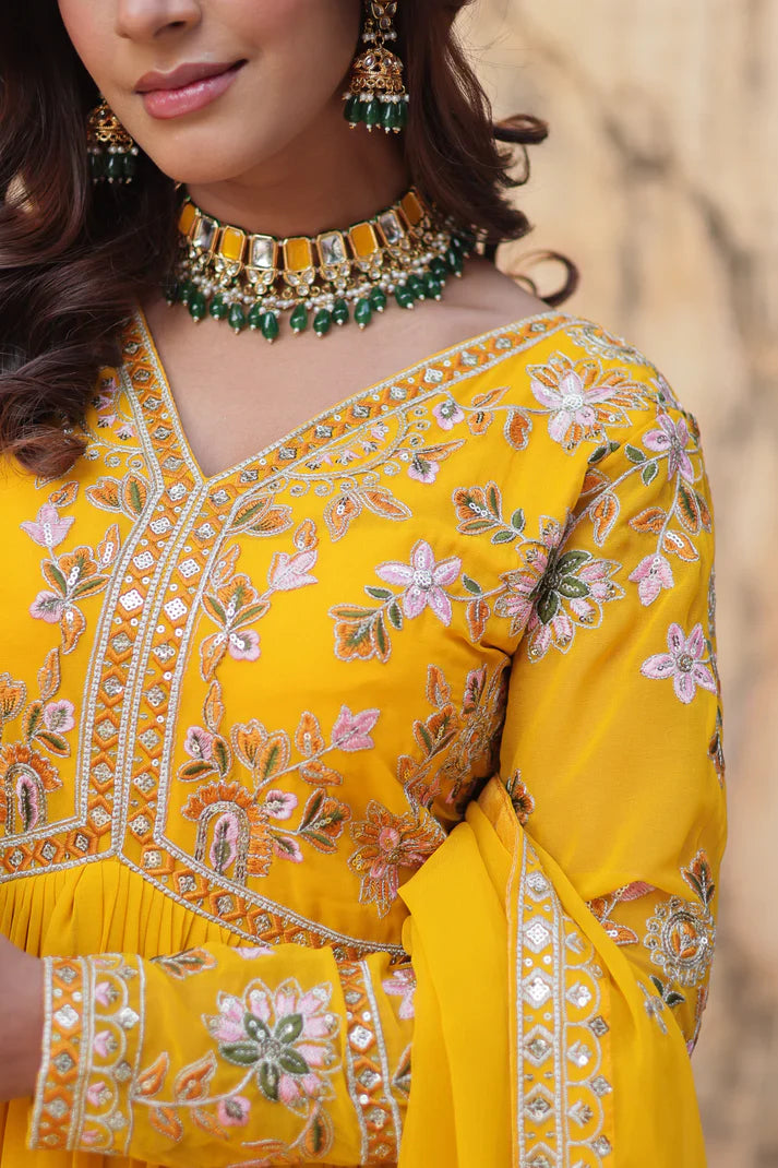 WEDDING SPECIAL FAUX BLOOMING ZARI SEQUINS EMBROIDERED GOWN WITH DUPATTA (WD116) (01)