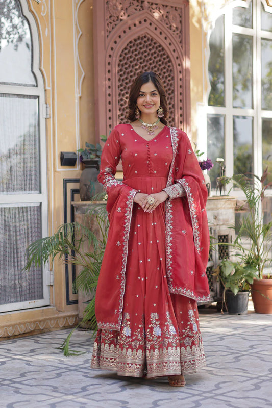 VISCOS COSMOS SEQUINS EMBROIDERED GOWN WITH DUPATTA(WD72)