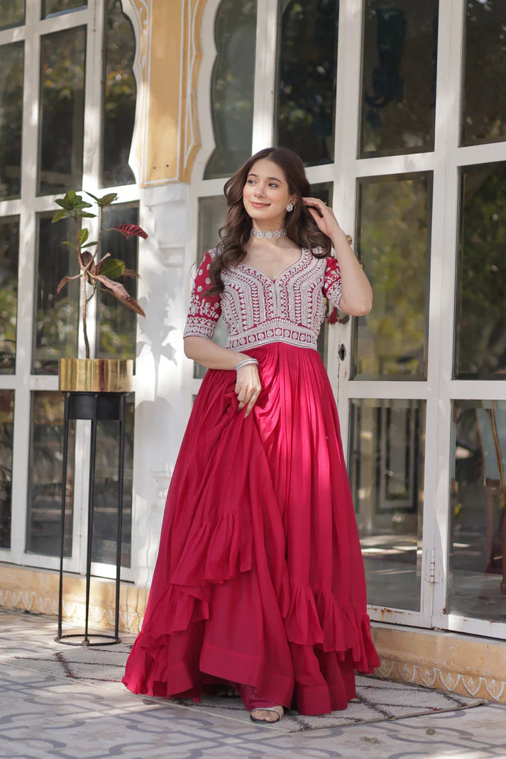 STAR GEORGETTE BEADS EMBROIDARY KURTI WITH LEHENGA(WD87)