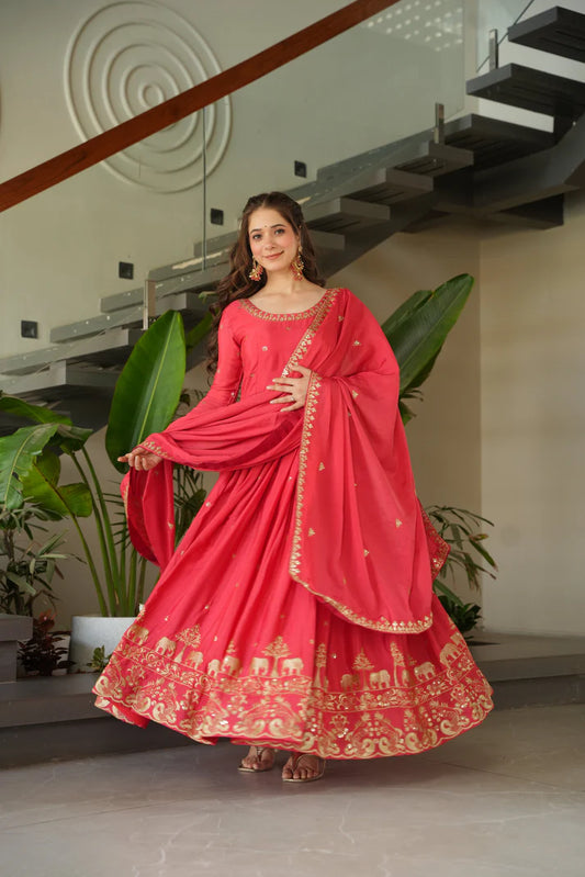 CHINON SEQUANCE EMBROIDERED GOWN WITH DUPATTA(WD83) (01)